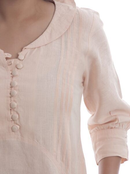 Peach linen dress-2